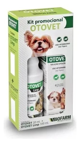Kit Promocional Biofarm Otovet 20ml + Otovet Limp 100ml para Cães e Gatos
