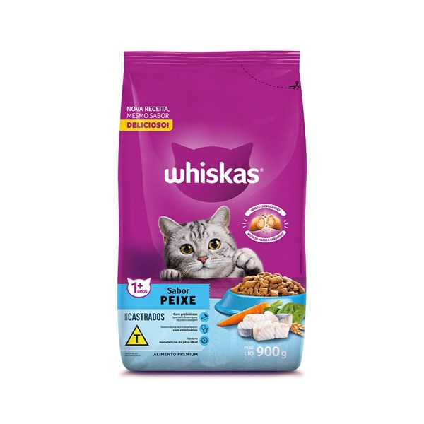 Ração Whiskas Gatos Castrados Peixe 900g
