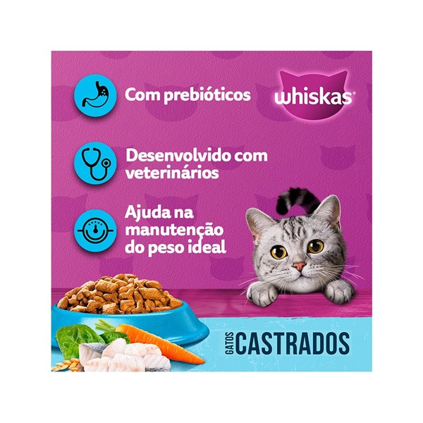 Ração Whiskas Gatos Castrados Peixe 900g