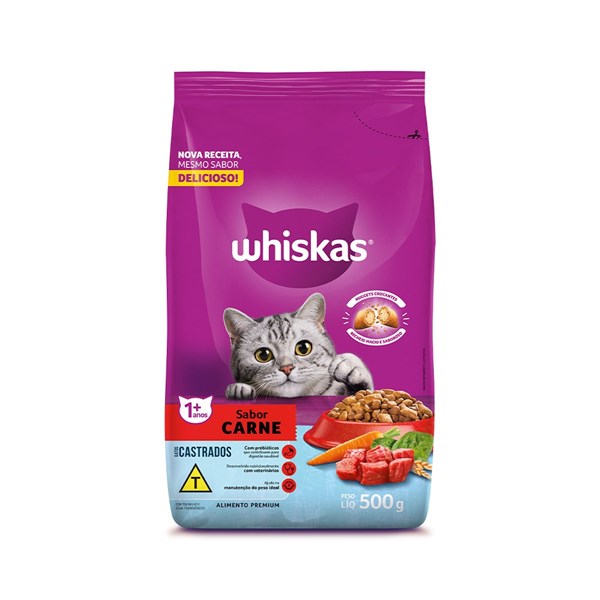 Ração Whiskas Gatos Castrados Carne 900g