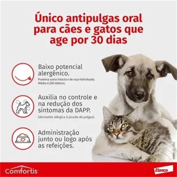Comfortis Antipulgas 140mg Cães de 2,3 a 4,5Kg e Gatos de 1,4 a 2,8Kg 1 comprimido