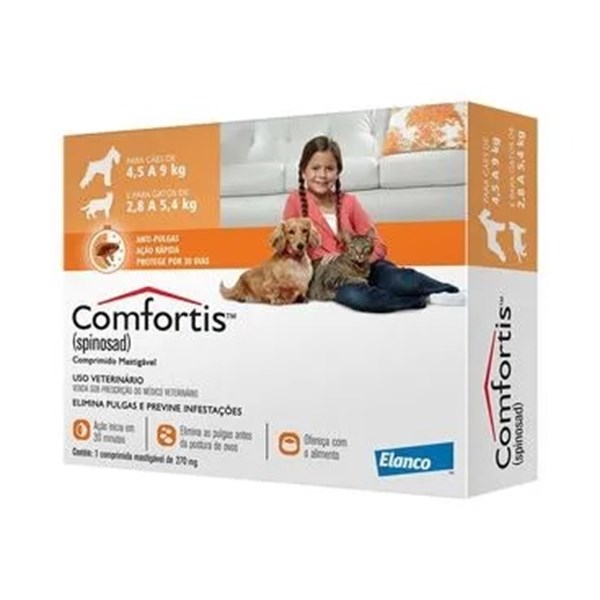 Comfortis Antipulgas  270mg  Cães de 4,5 a 9Kg e Gatos de 2,8 a 5,4Kg 1comprimido