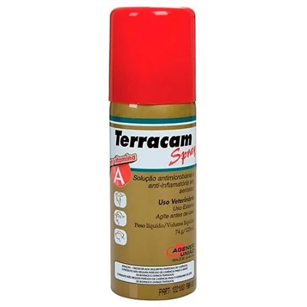 Terracam Spray Antibiótico Anti-inflamatório Agener para Cães 125ml