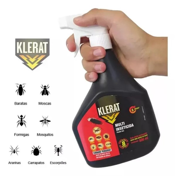 Klerat Multi Inseticida Elimina 8 Pragas Pronto Uso 500ml
