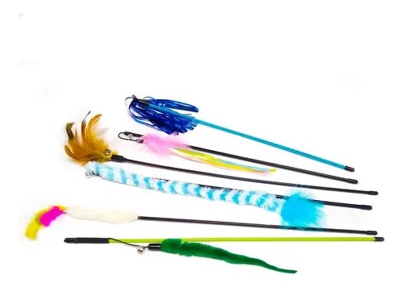 Brinquedo Varinhas Sortidas Penas Guizos Para Gatos