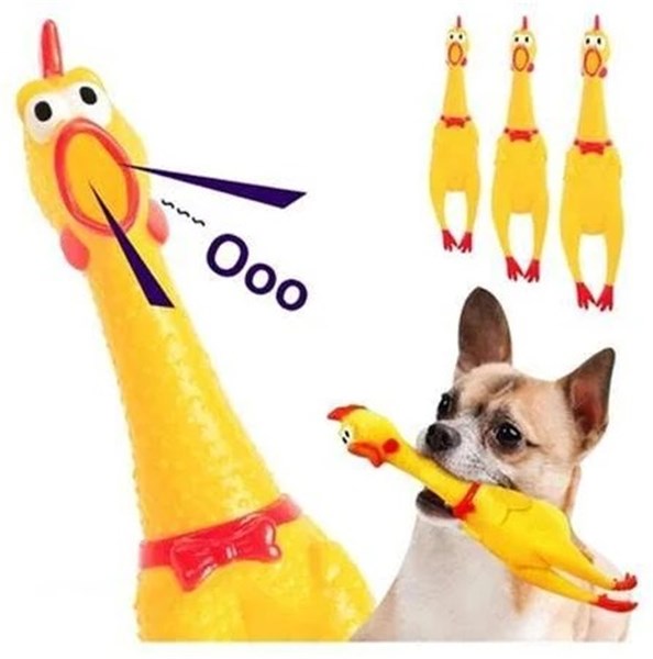 Frango Galinha Borracha Morder Brinquedo Pet Som Grande 37cm