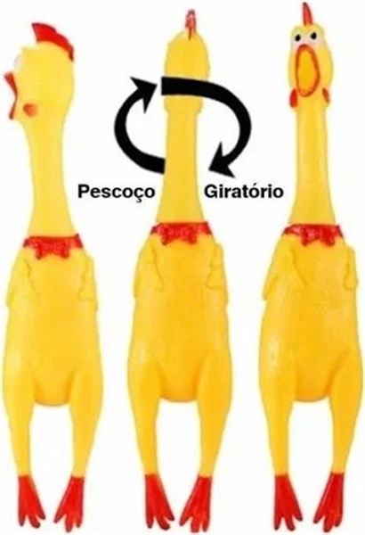 Frango Galinha Borracha Morder Brinquedo Pet Som Grande 37cm