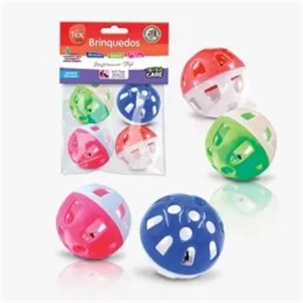 Brinquedo Bolinhas Com Guizo Para Gatos Kit Com 4 Unidades