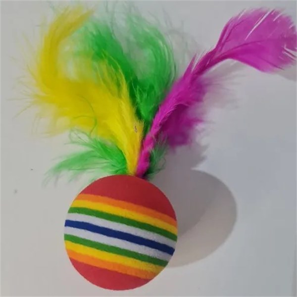 Brinquedo Bolinha Com Pena Para Gatos 1 Unidade