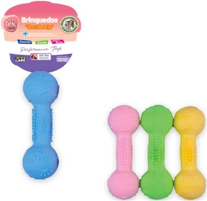Brinquedo Osso com Bola Borracha Tex Toys para Cães 1 unidade
