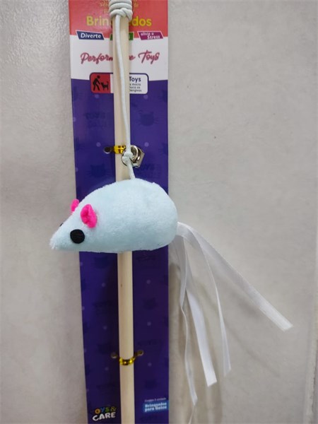 Varinha Brinquedo para Gato com Rato de Pelucia 40cm