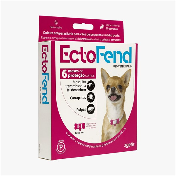Coleira Ectofend Antiparasitária Rosa para Cães Pequeno Porte - 48cm