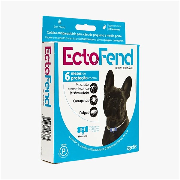 Coleira Ectofend Antiparasitária Azul para Cães Pequeno Porte - 48cm