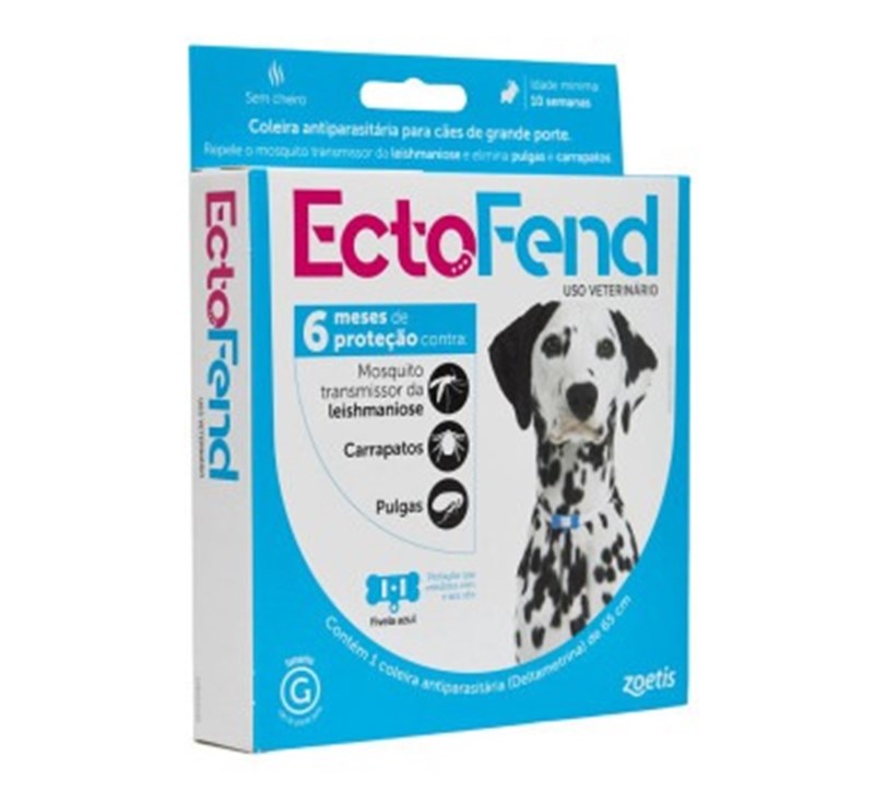 Coleira Ectofend Antiparasitária Azul para Cães Grande Porte - 65cm