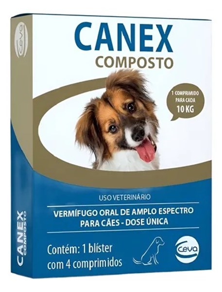 Vermífugo Canex Composto para Cães 4 Comprimidos