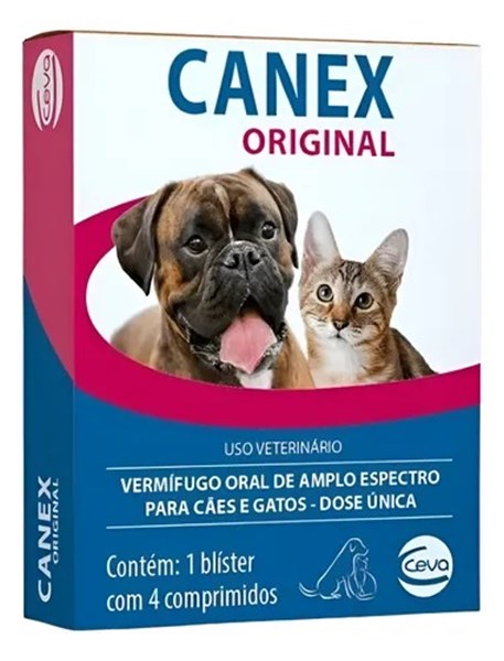 Vermífugo Canex Original para Cães e Gatos 4 Comprimidos