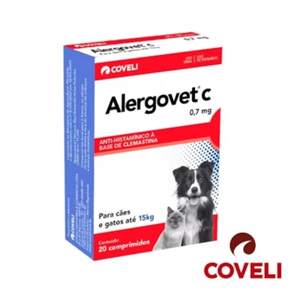 Alergovet C 0,7mg Antialérgico para Cães e Gatos 10 comprimidos