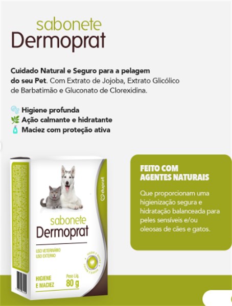 Dermoprat Sabonete Duprat para Cães e Gatos 80g