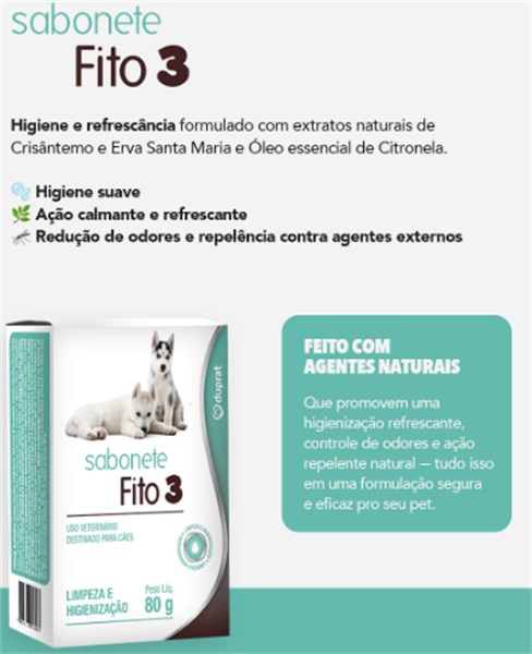 Fito 3 Sabonete Duprat para Cães e Gatos 80g