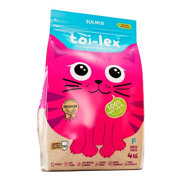 Areia Biodegradável Toi-Lex Grãos Finos para Gatos 4Kg