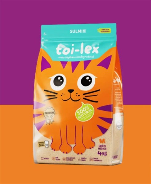 Areia Biodegradável Toi-Lex Grãos Médios para Gatos 4Kg