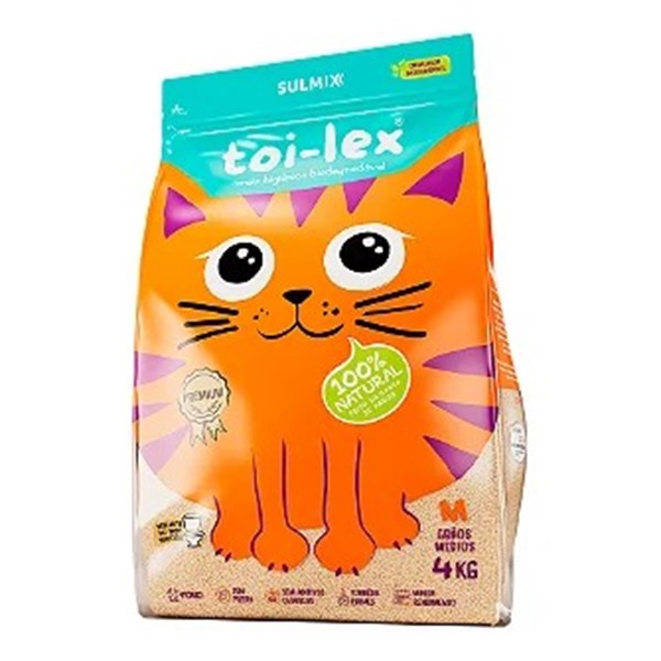 Areia Biodegradável Toi-Lex Grãos Médios para Gatos 4Kg