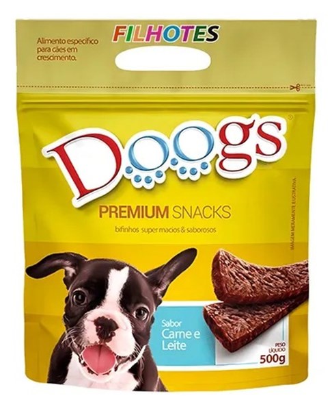 Bifinho Doogs Premium Filhotes Sabor Carne e Leite 500g