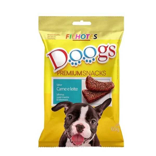 Bifinho Doogs Premium Filhotes Sabor Carne e Leite 65g