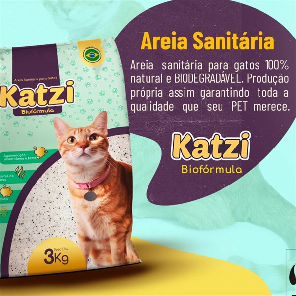 Areia Sanitária Katzi Biofórmula Fina para Gatos 3Kg