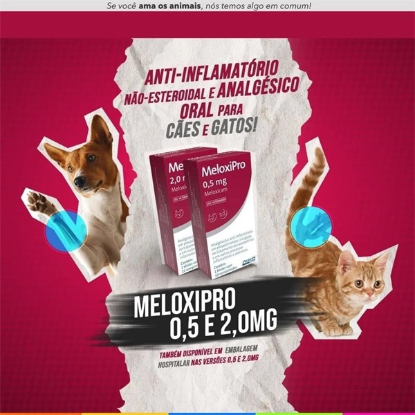 Meloxipro 0,5mg Anti-inflamatório Analgésico para Cães Gatos Meloxicam