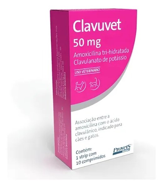 Clavuvet 50mg - Amoxiciclina + Clavulanato para Cão e Gato