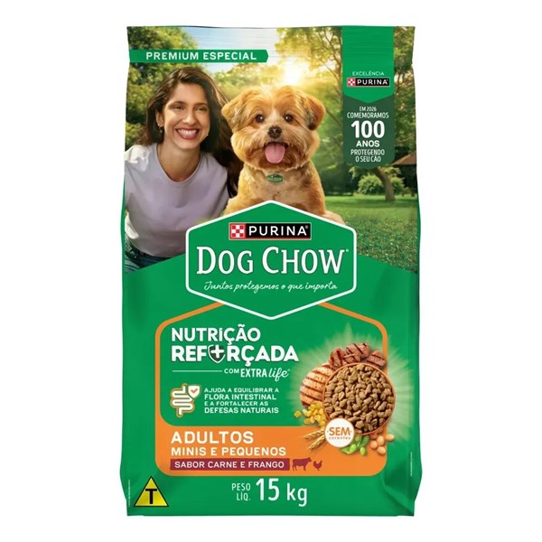 Ração Dog Chow Mines e Pequenos Carne, Frango e Arroz 15kg
