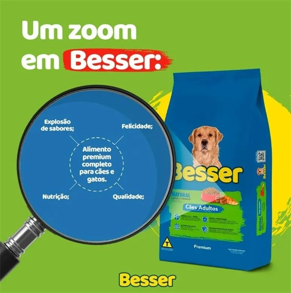Ração Besser Natural Premium para Cães Adultos 15kg