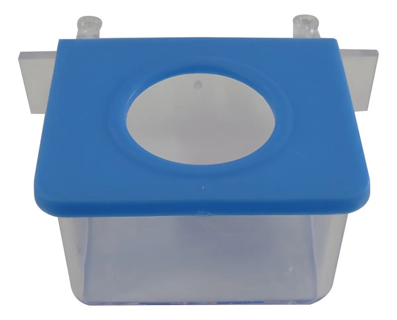 Comedouro Pássaros 1 Furo Cristal Com Gancho