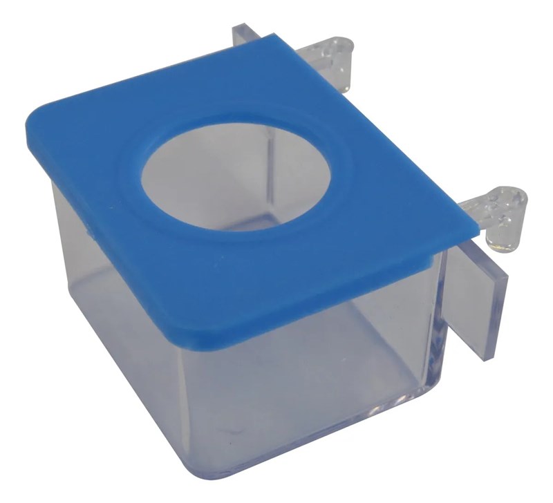 Comedouro Pássaros 1 Furo Cristal Com Gancho