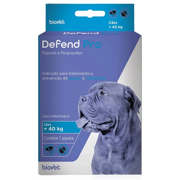 Antipulgas e Carrapatos Defend Pro para Cães acima 40kg Biovet 1 pipeta