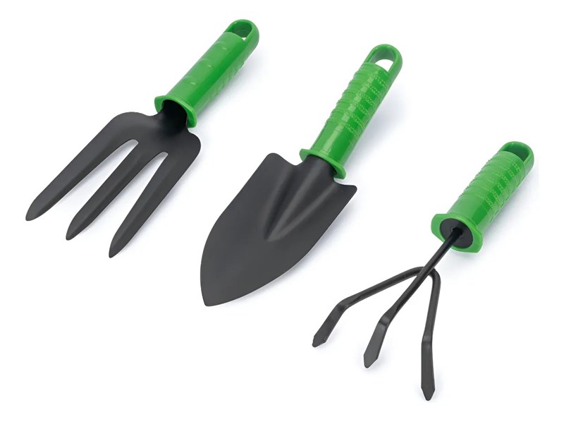 Kit Jardinagem com 3 Peças Cabo de Plastico Verde