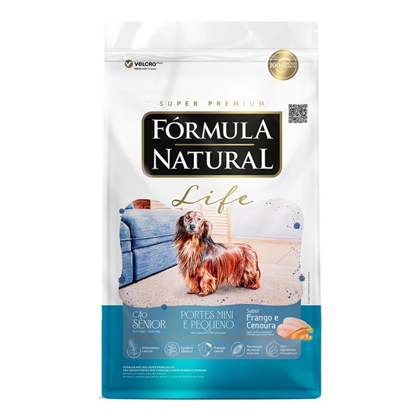 Ração Fórmula Natural Life Cães Sênior Mini e Pequeno Frango e Cenoura 1kg