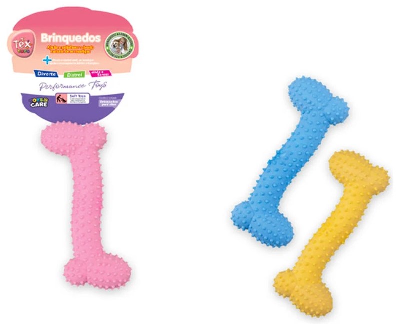 Brinquedo Osso Maciço Borracha Especial Tex Toys para Cães Médio