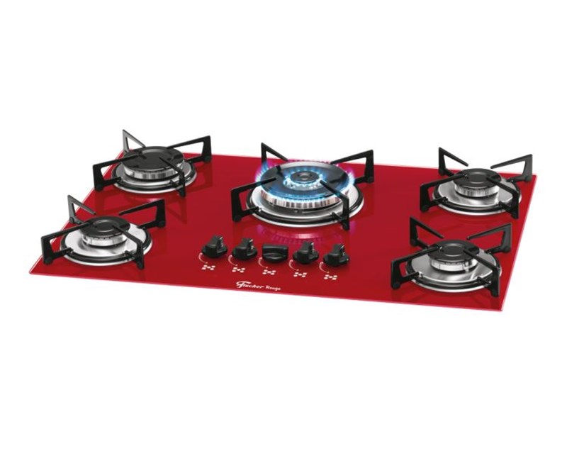 Fogão cooktop Fischer 5Q tc gás mesa vidro rouge 174315738 Lojas