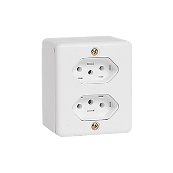 TOMADA DUPLA SOBREPOR 2P+T 20A 250V BOX ILUMI