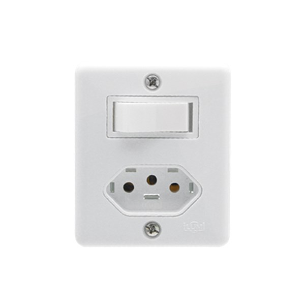 CONJUGADO 1 TECLA + 1 TOM 2P+T 10A 250V BOX ILUMI