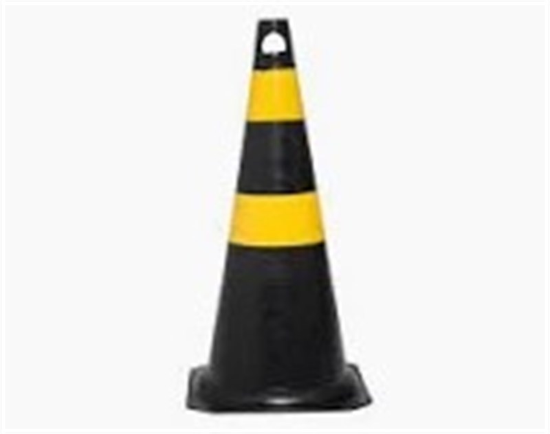 CONE 75CM PVC PRETO/AMARELO