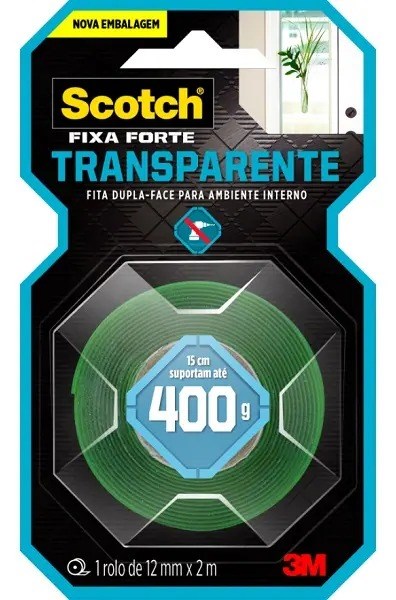 FITA DUPLA FACE FIXA FORTE 12MM X 2M INCOLOR 6X6X3,5CM