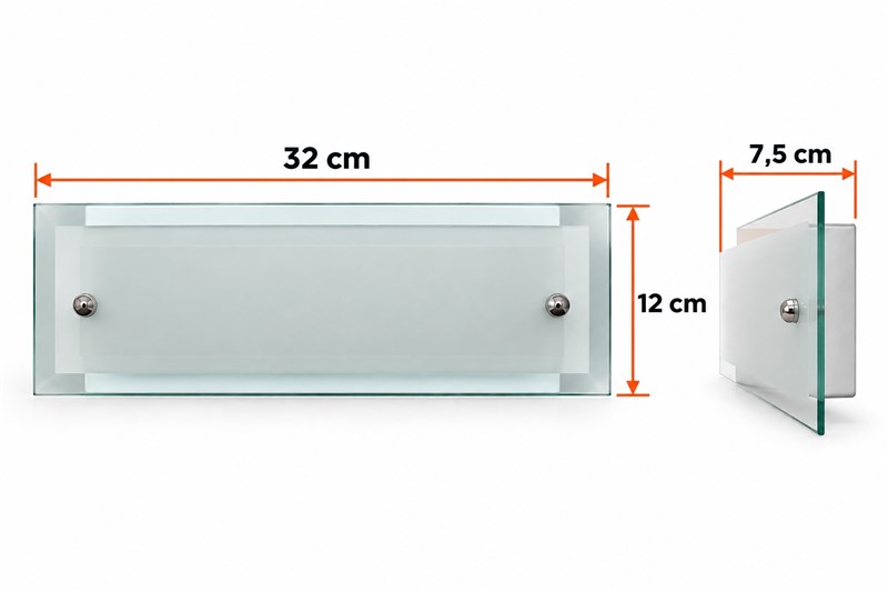 ARANDELA CAMARIM VIDROS LATERAIS BRANCO LISO 32X12X7,5CM