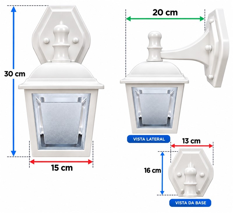 ARANDELA COLONIAL TERMOPLASTICO BRANCA 30X15X20CM