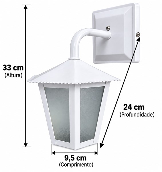 ARANDELA IDEAL SEXTAVADA BRANCA 9,5X33X24CM