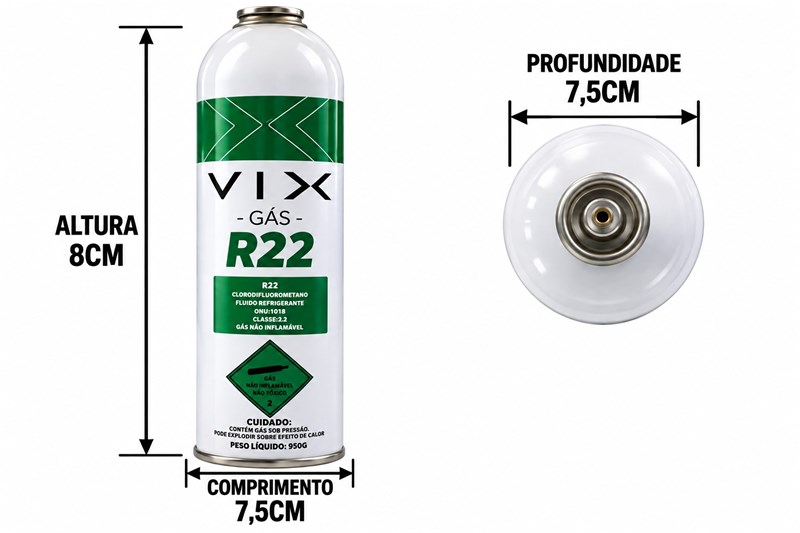 GAS AR CONDICIONADO R22 950 GRAMAS 7,5X8X7,5CM