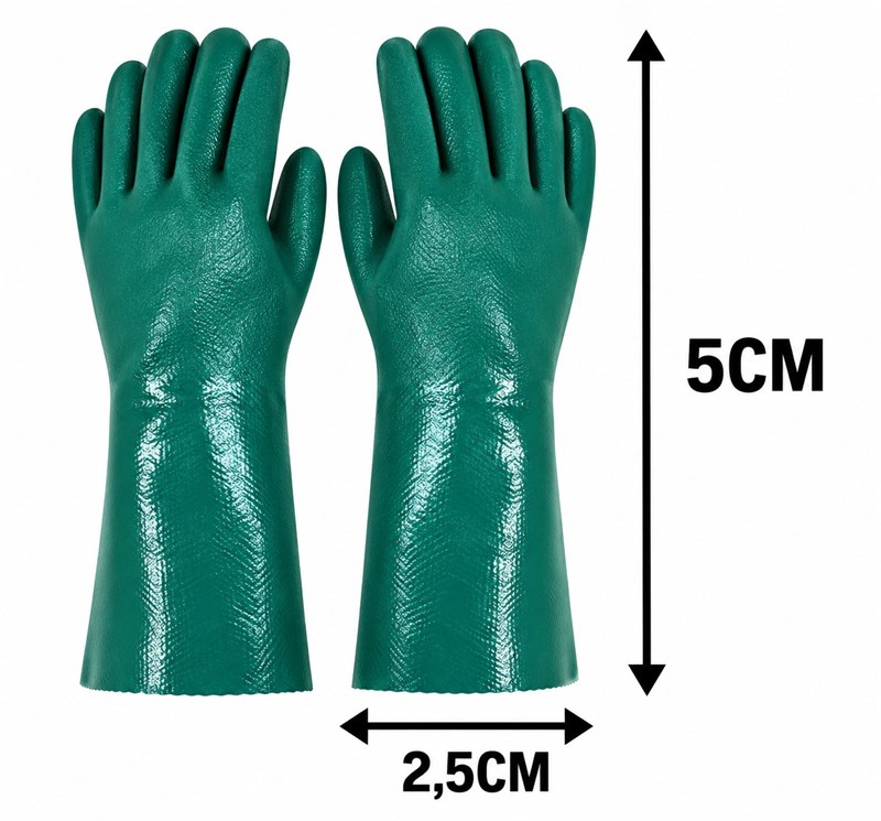LUVA DE PVC FORRADA PALMA ASPERA 36CM VD 9" 2,5X5CM