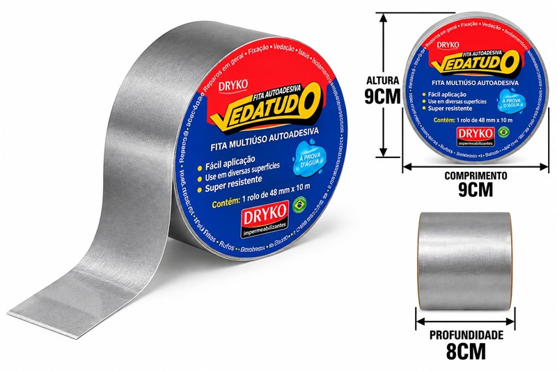 FITA SILVER TAPE 44MM 5M CINZA 9X9X8CM